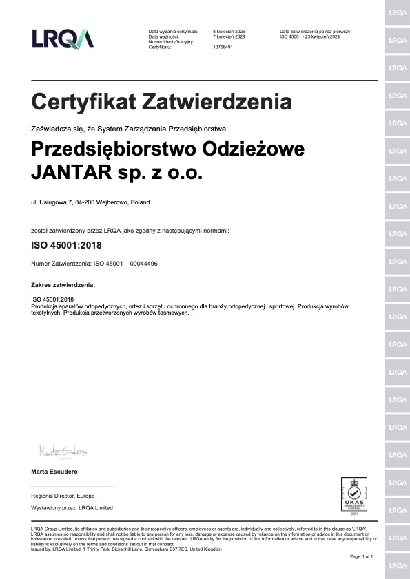 PO Jantar certyfikat ISO 13485